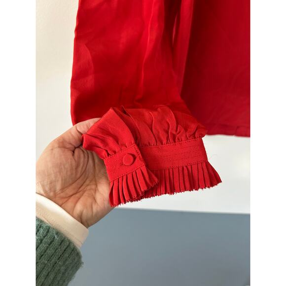 Zadig & Voltaire NWT Deluxe Taccora silk blouse red size S ruffles - Picture 5 of 13